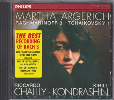 Sergei Rachmaninov / Piano Concerto no. 3 / Pyotr Tchaikovsky / Piano Concerto no. 1 / KÄYTETTY CD // Martha Argerich / RSO Berlin / Riccardo Chailly / Symphonie-Orchester des Bayerischen Rundfunks / Kirill Kondrashin