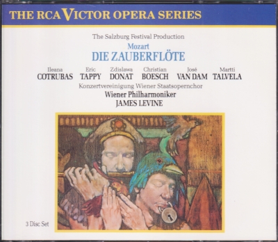 W.A. Mozart / Die Zauberflöte / KÄYTETTY 3CD // Ileana Cotrubas / Eric Tappy / Zdislawa Donat / Christian Boesch / José van Dam / Martti Talvela / Wiener Philharmoniker / James Levine