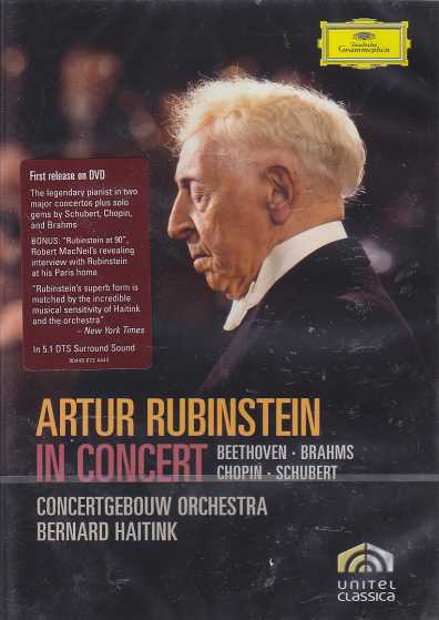 Artur Rubinstein / In Concert / Ludwig van Beethoven / Johannes Brahms / Frédéric Chopin / Franz Schubert DVD