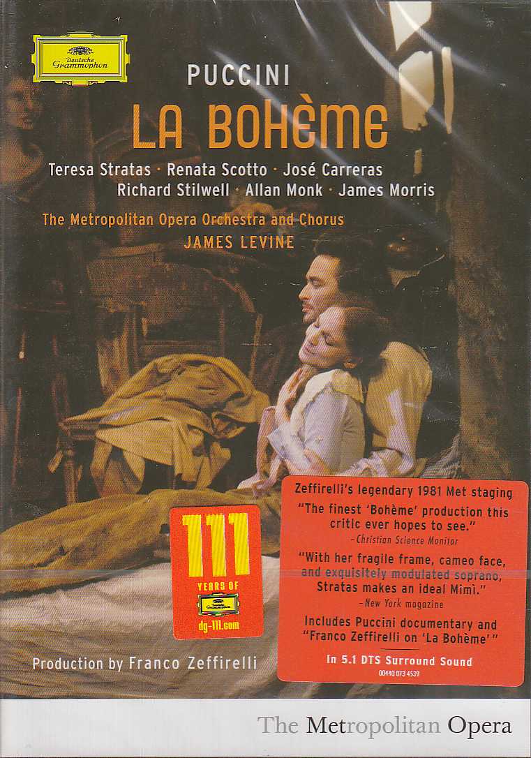 Giacomo Puccini / La Bohème / José Carreras / Renata Scotto / The Metropolitan Opera Orchestra and Chorus / James Levine DVD
