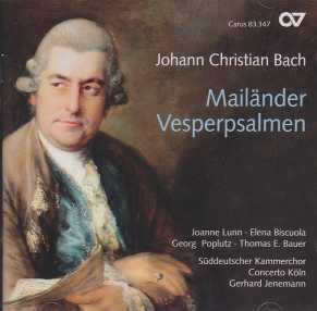 Johann Christian Bach / Mailänder Vesperpsalmen / Concerto Köln / Gerhard Jenemann 2CD